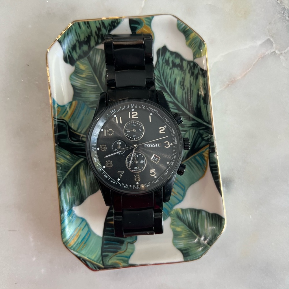 Mens fossil black matte watch